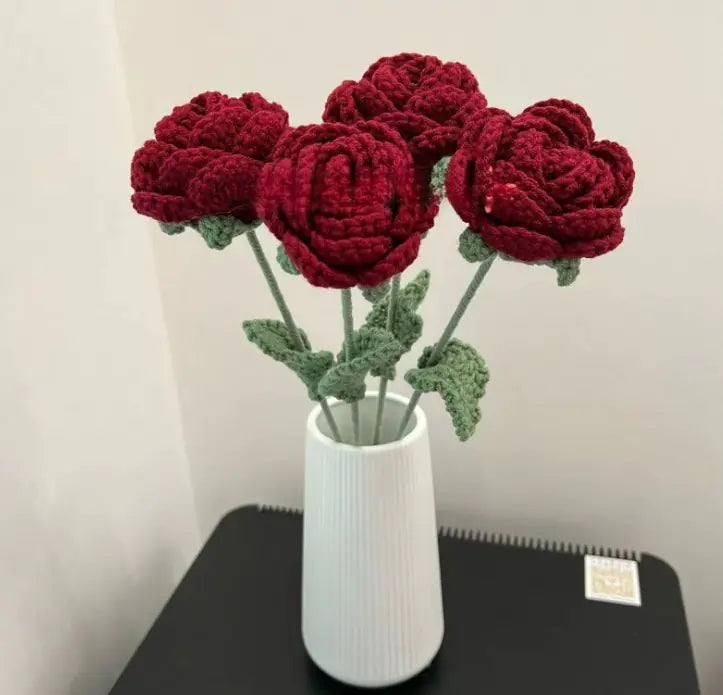Twisted Stick Bouquet with Faux Roses for Home Decor