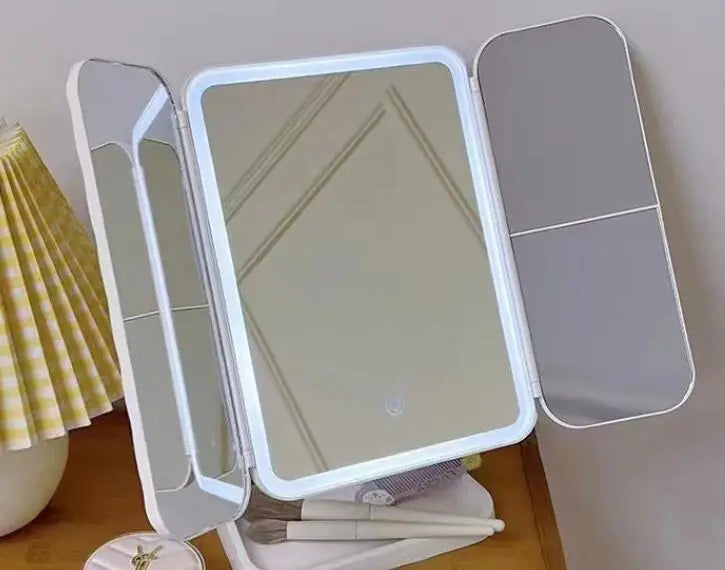 LED Makeup Mirror with Three Colors and Foldable Design