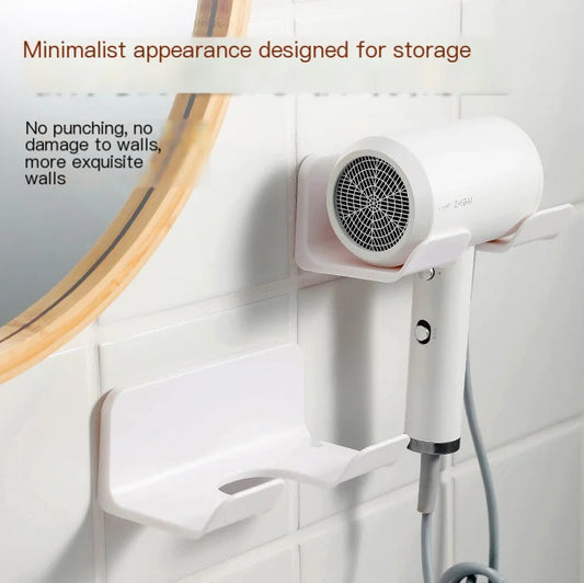 Bathroom Hair Dryer Holder - No Drill Multi-Function Rack