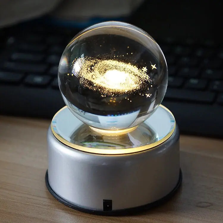3D Moon Crystal Ball with Rotating Design, 70MM