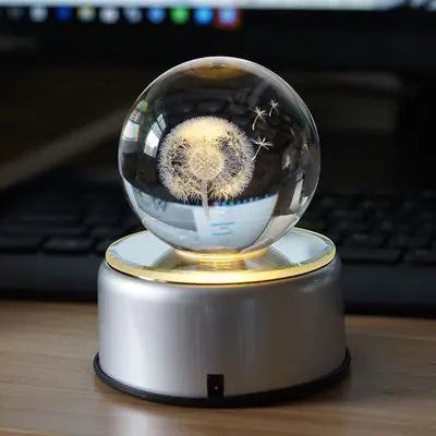3D Moon Crystal Ball with Rotating Design, 70MM