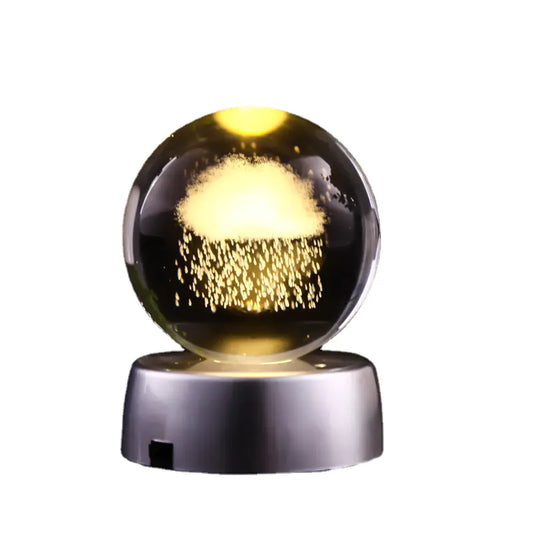 3D Moon Crystal Ball with Rotating Design, 70MM