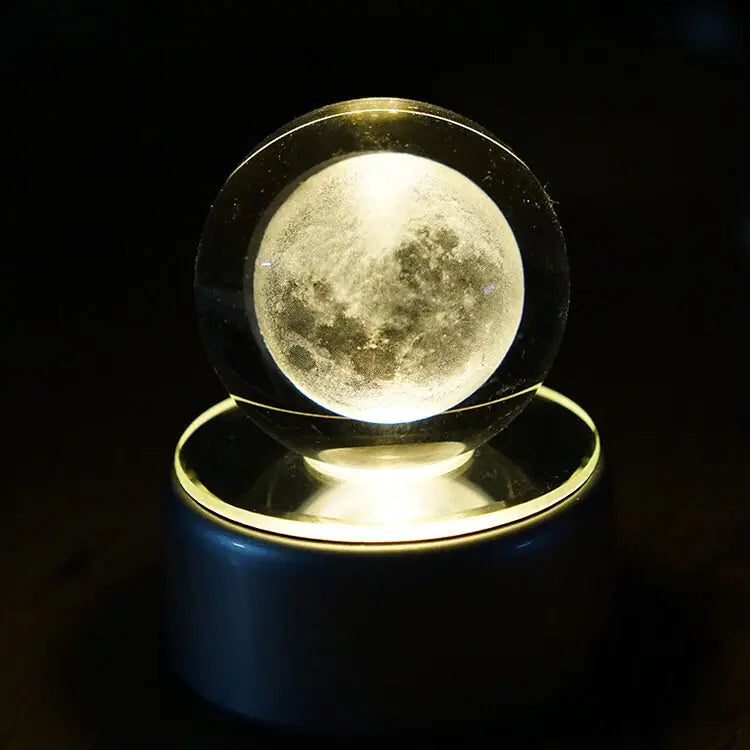 3D Moon Crystal Ball with Rotating Design, 70MM