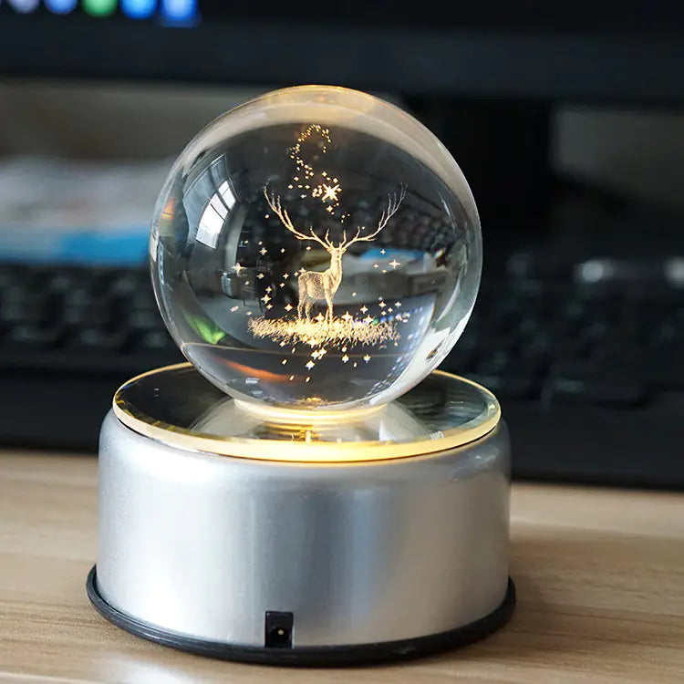 3D Moon Crystal Ball with Rotating Design, 70MM