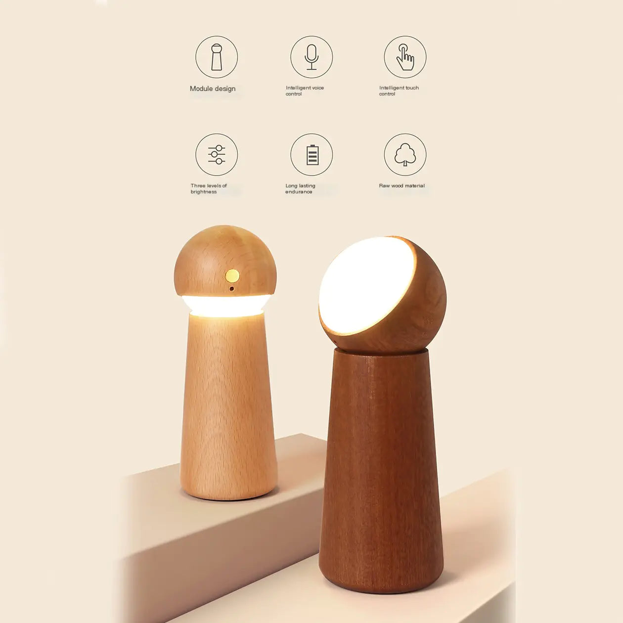 Factory Direct Voice-Controlled Smart Wooden Night Light