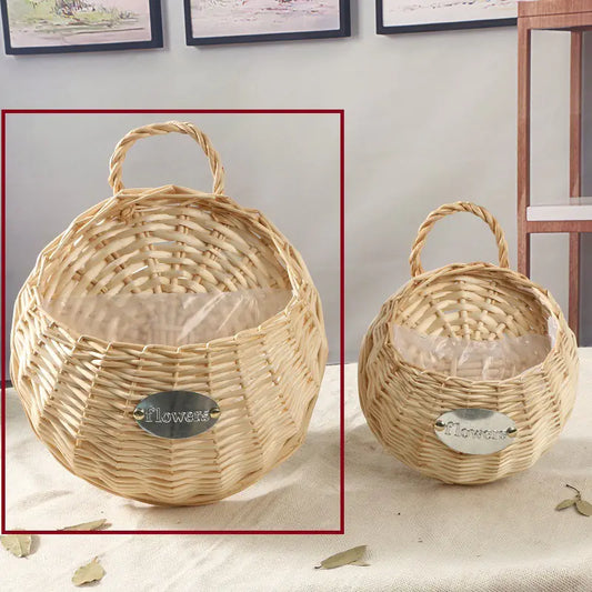 Woven Wall-Mounted Flower Pot Basket for Decor